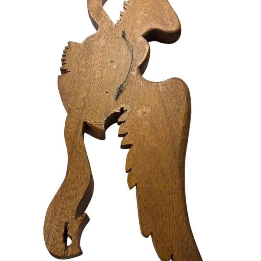Wood Eagle Wall Plaque Unisex Large Brown Excellent Patriotic Folk Art